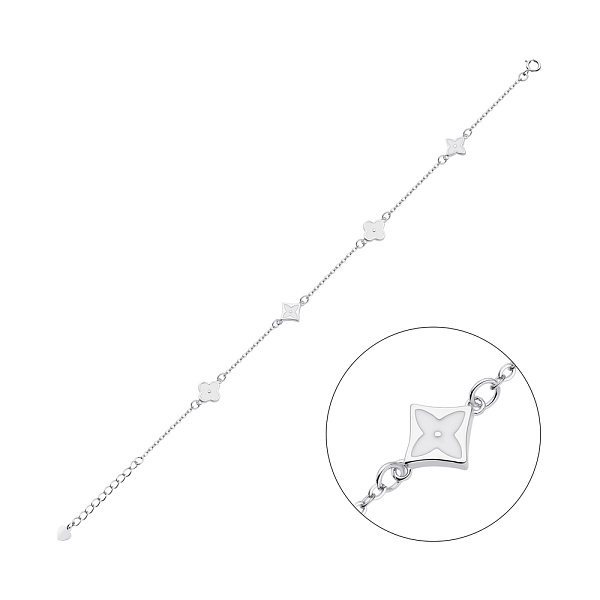 Серебряный браслет с белой эмалью (арт. 7509/3330еб) – изображение 1