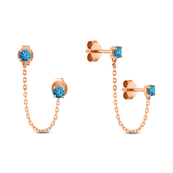 Золоті сережки на два проколи з топазом (арт. 1101134Птг) – зображення 1