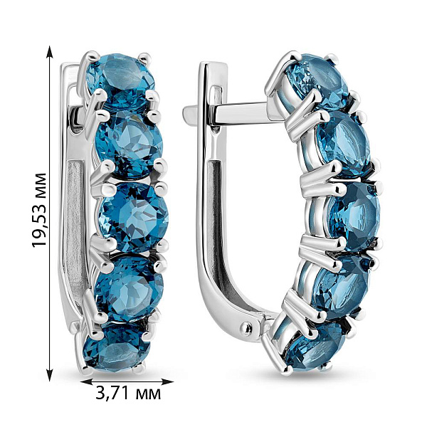 Золоті сережки з топазом лондон (арт. 111049Пбл) – зображення 6