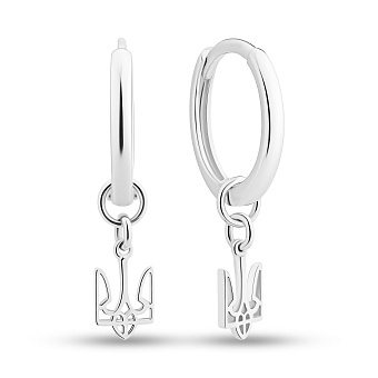 Серьги из белого золота Герб Украины (арт. 110034б)