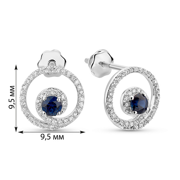Серьги из белого золота с сапфиром и бриллиантами (арт. С341654020бс) – изображение 3