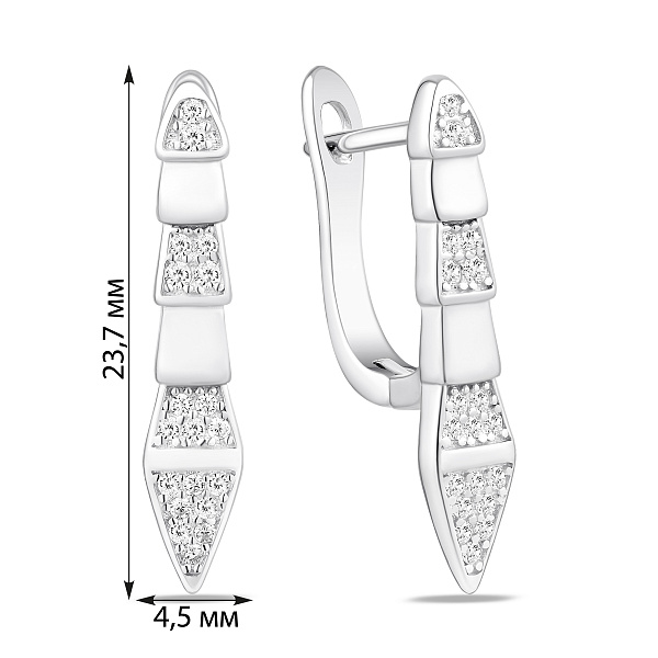 Серебряные серьги с фианитами (арт. 7502/10374) – изображение 2