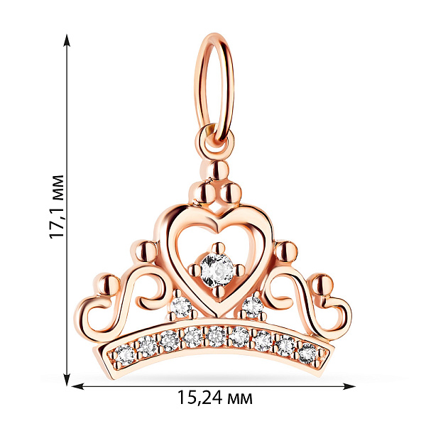 Золотой кулон Корона с фианитами (арт. 424096) – изображение 2