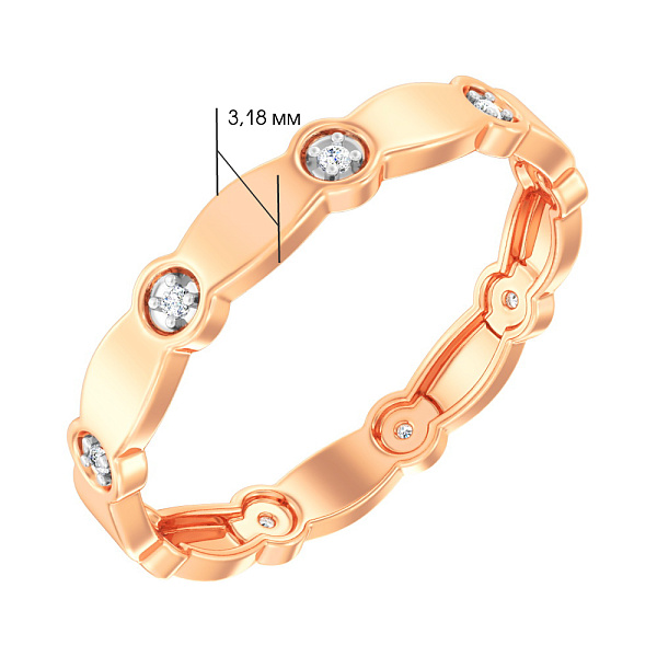 Кольцо из красного золота с фианитами (арт. 141147) – изображение 2