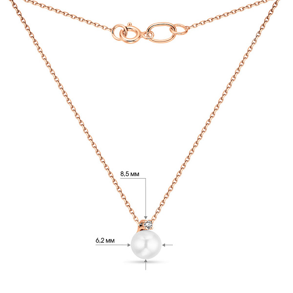 Золотое колье с жемчугом и бриллиантом (арт. Ц011292) – изображение 2