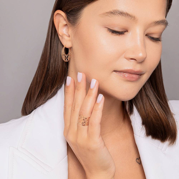 Золота каблучка з візерунком (арт. 141312) – зображення 4