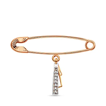 Булавка из красного золота с подвеской (арт. 280113)