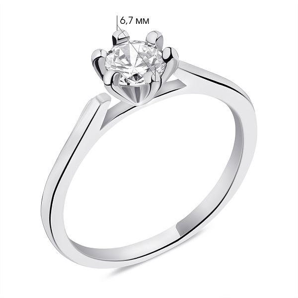 Серебряное кольцо с фианитом (арт. 7501/3916) – изображение 2