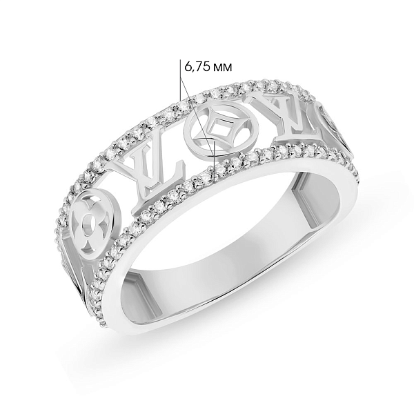 Каблучка з білого золота з фіанітами (арт. 155206б) – зображення 2