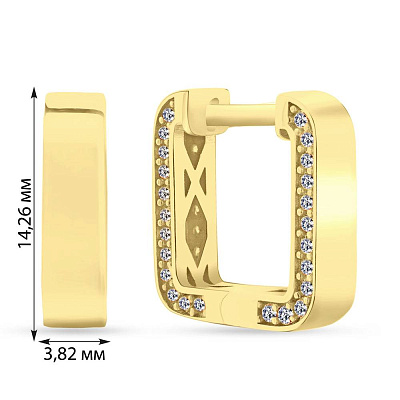 Золоті сережки в жовтому кольорі металу з фіанітами (арт. 107037ж)