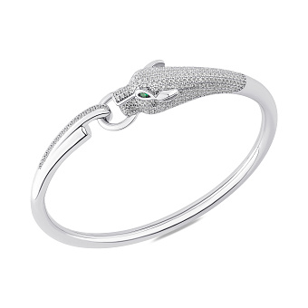 Серебряный жесткий браслет с фианитами (арт. 7509/2151272цз)