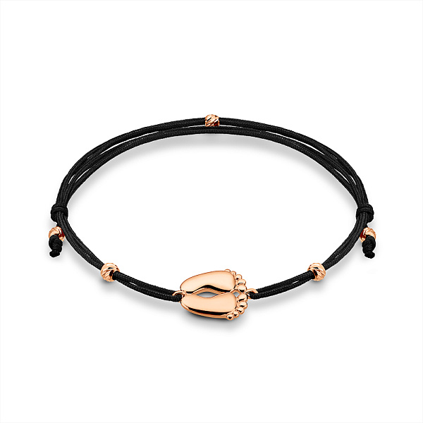 Браслет Ножки младенца с шелковой нити с золотыми вставками (арт. 340116ч) – изображение 1