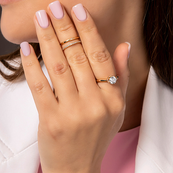 Подвійна каблучка з червоного золота з фіанітами (арт. 154700) – зображення 5