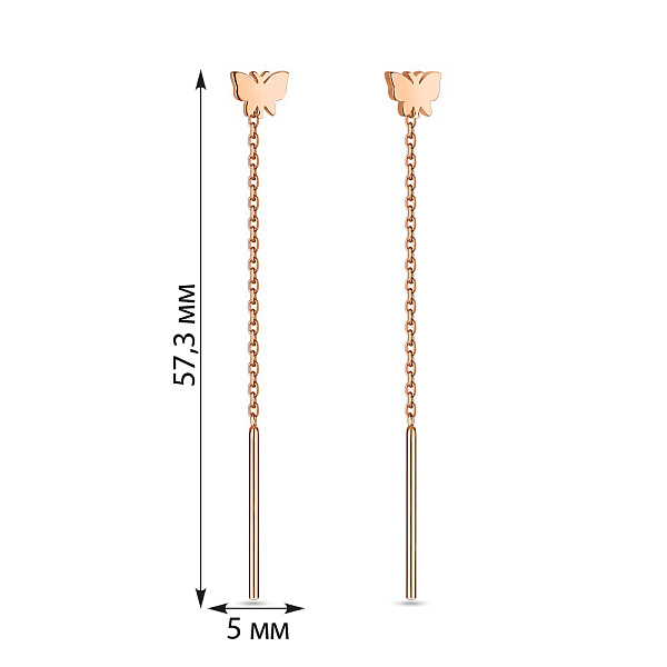 Серьги-протяжки из красного золота (арт. 110900) – изображение 3