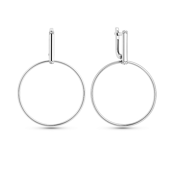 Сережки-підвіски з білого золота з фіанітами (арт. 110603б) – зображення 1