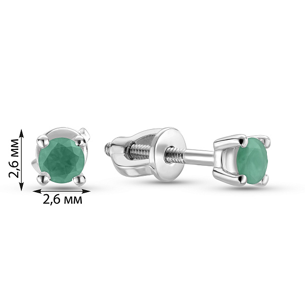 Серьги-пусеты из белого золота с изумрудом (арт. Т011089би) – изображение 2