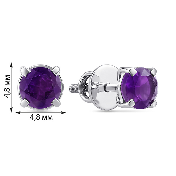 Срібні сережки-пусети з аметистом (арт. 7518/2020349А) – зображення 2