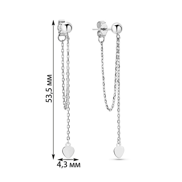 Золотые серьги Fly с цепочкой (арт. 109786/1б) – изображение 3