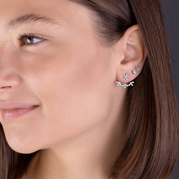 Серьги-джекеты из белого золота с бриллиантами (арт. Т011275030б) – изображение 3