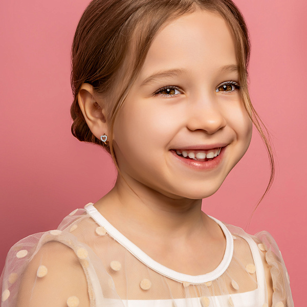 Золотые серьги Сердечки с фианитами (арт. 1101021) – изображение 3