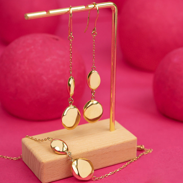 Длинные золотые сережки в желтом цвете металла (арт. 107874ж) – изображение 2