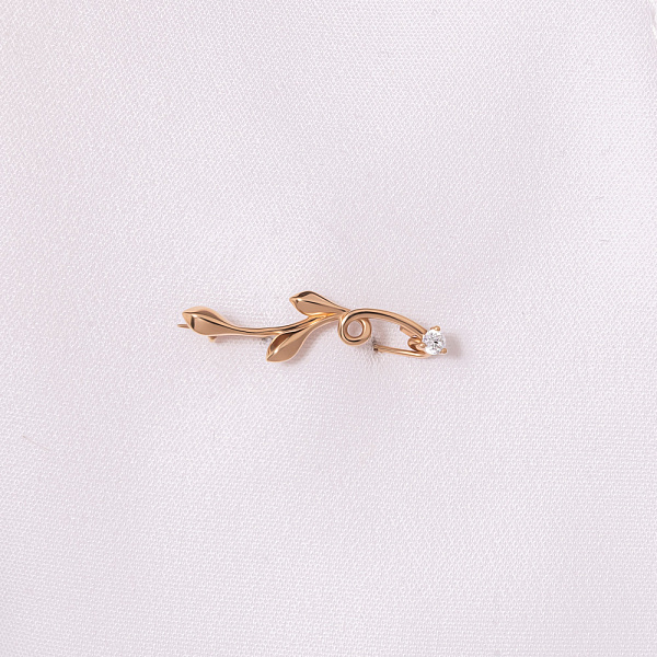 Золота брошка з фіанітом (арт. 360088) – зображення 2