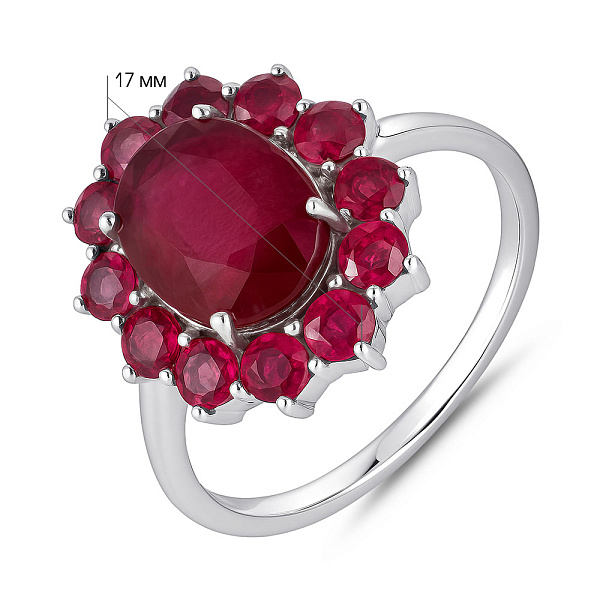 Массивное серебряное кольцо Цветок с рубинами (арт. 7501/2068495Р) – изображение 2