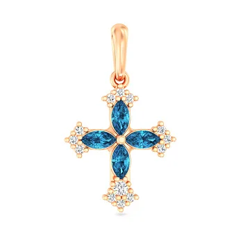 Золотой крестик с топазом и фианитами (арт. 4401029Пл)