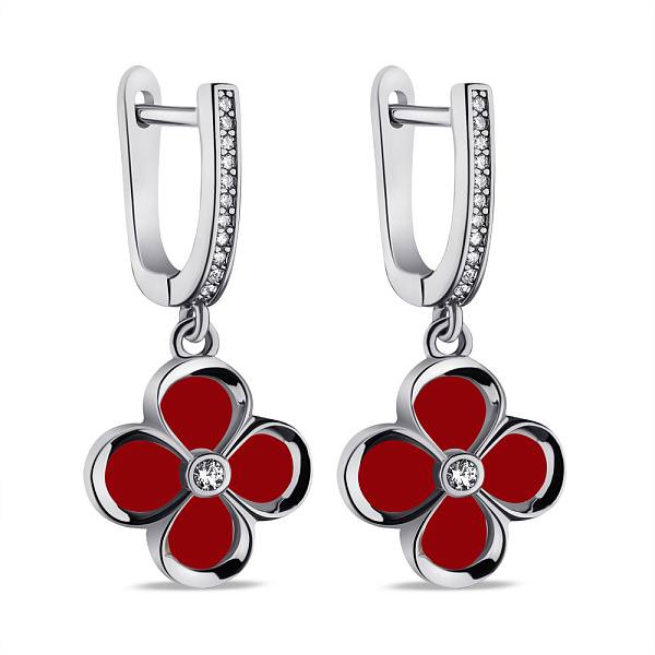 Серебряные серьги с сердоликом и фианитами (арт. 7502/9591срдк) – изображение 1