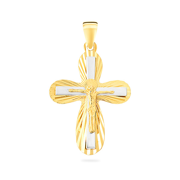 Крестик из желтого и белого золота (арт. 503822жб) – изображение 1