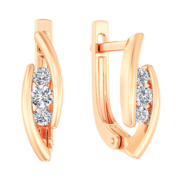 Серьги из красного золота с бриллиантами (арт. С011535020) – изображение 1