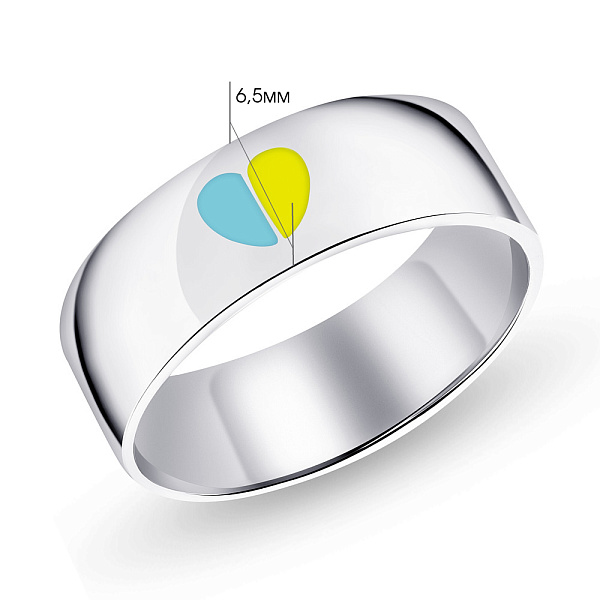 Серебряное кольцо с патриотическим сердечком (арт. 7501/464егжкп) – изображение 3