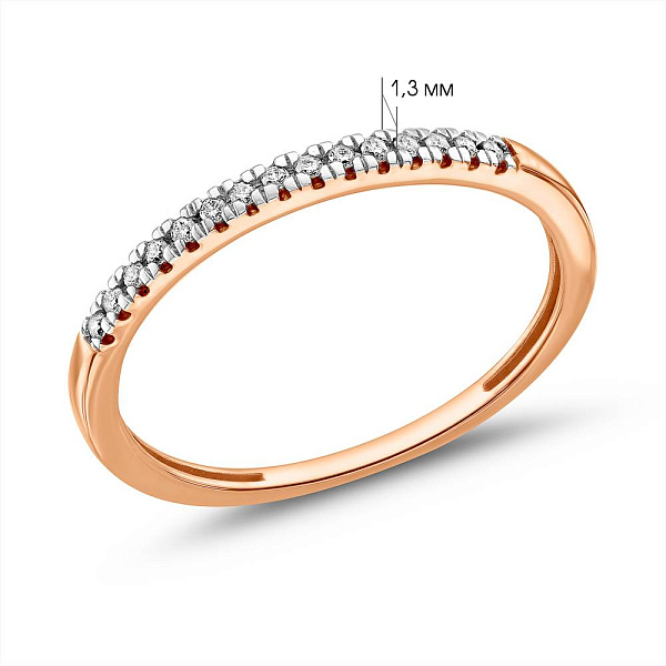 Золотое кольцо с дорожкой из бриллиантов (арт. К011123005) – изображение 3