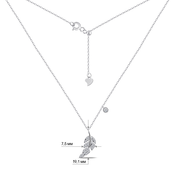 Серебряное колье Перо с фианитами (арт. 7507/КЛ2Ф/3011Ш-42) – изображение 3