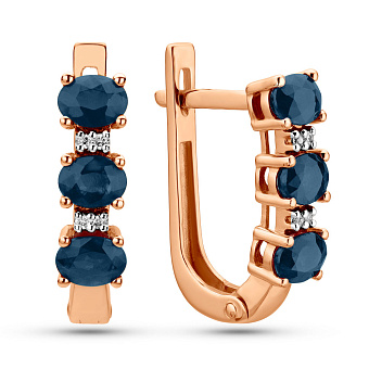 Фото Сережки золоті з діамантами і сапфіром (арт. С011106с)