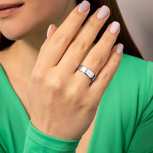 Обручальное кольцо из белого золота с бриллиантом (арт. К239180б) – изображение 5