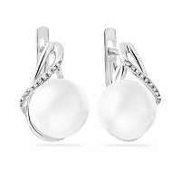 Сережки з білого золота з діамантами і перлами (арт. С011190б)