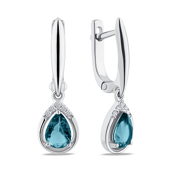 Серебряные серьги с топазом и фианитами (арт. 7502/2188582Пл)