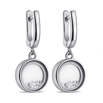 Серьги-подвески из серебра с фианитами (арт. 7502/9693)