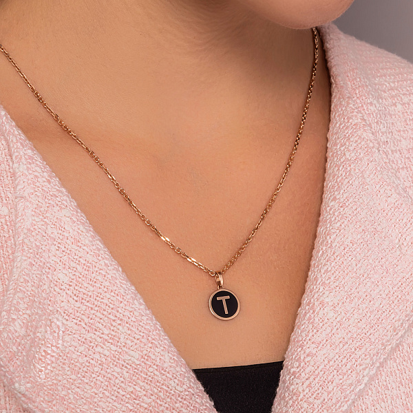 Золотой подвес Буква Т с эмалью (арт. 440995еч) – изображение 2