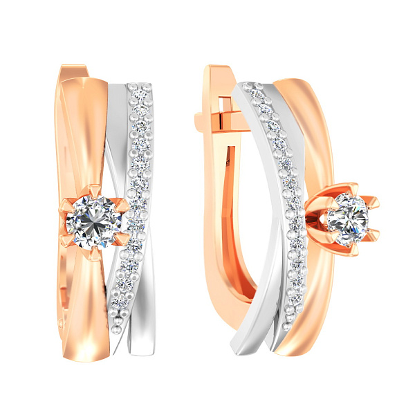 Золоті сережки Синергія з фіанітами (арт. 111079) – зображення 1