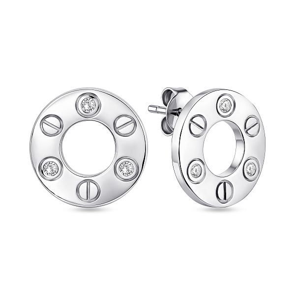 Серебряные пусеты с фианитами (арт. 7518/7268) – изображение 1