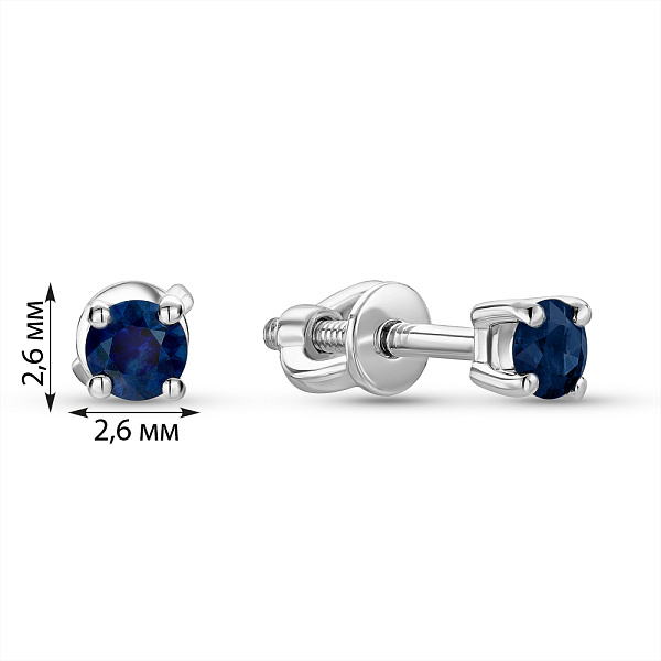 Золоті сережки пусети з сапфіром (арт. Т011089бс) – зображення 2