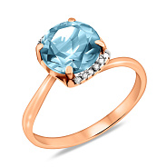 Золота каблучка з кварцом і фіанітами (арт. 140564ПгГ)