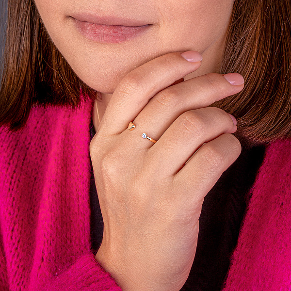 Незамкнутое кольцо из красного золота с сердечком (арт. 155559) – изображение 5