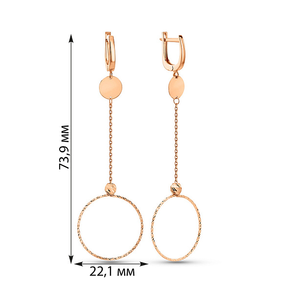 Длинные серьги из золота без камней (арт. 109564) – изображение 3