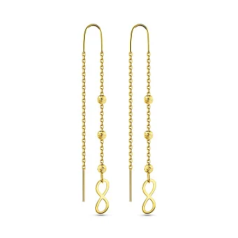 Серьги протяжки Бесконечность из желтого золота (арт. 1091200ж)