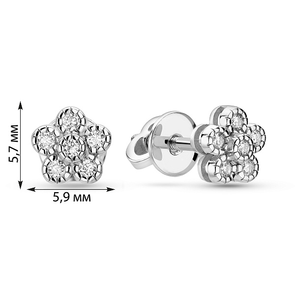 Серьги-пусеты из белого золота с бриллиантами (арт. Т011240010б) – изображение 3