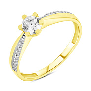 Фото Каблучка з жовтого золота з фіанітами (арт. 154047ж)