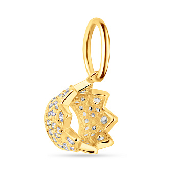 Фото Золотой подвес Корона с россыпью фианитов (арт. 424520ж)